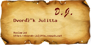 Dvorák Julitta névjegykártya